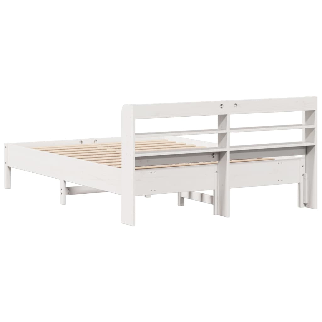 vidaXL Bed Frame without Mattress White 150x200 cm King Size Solid Wood Pine