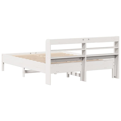 vidaXL Bed Frame without Mattress White 150x200 cm King Size Solid Wood Pine