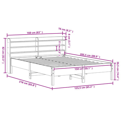 vidaXL Bed Frame without Mattress Wax Brown 150x200 cm King Size Solid Wood Pine