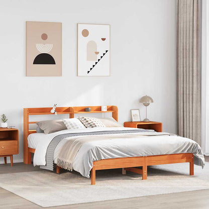 vidaXL Bed Frame without Mattress Wax Brown 140x200 cm Solid Wood Pine