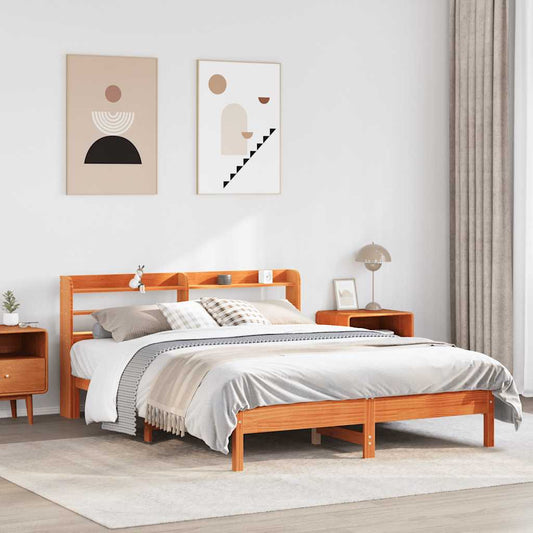 vidaXL Bed Frame without Mattress Wax Brown 140x200 cm Solid Wood Pine