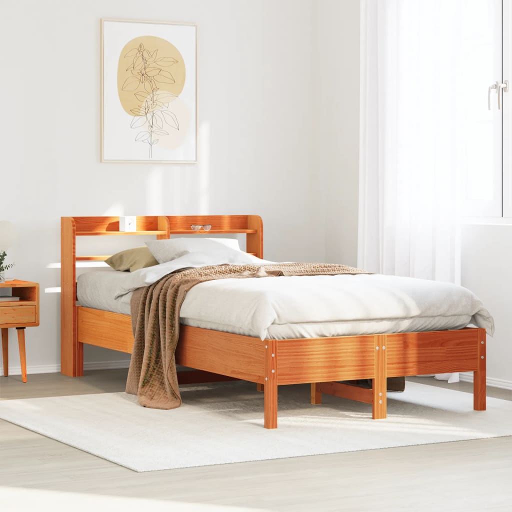vidaXL Bed Frame without Mattress Wax Brown 120x200 cm Solid Wood Pine