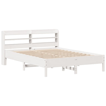 vidaXL Bed Frame without Mattress White 135x190 cm Double Solid Wood Pine
