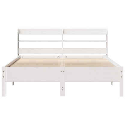 vidaXL Bed Frame without Mattress White 135x190 cm Double Solid Wood Pine