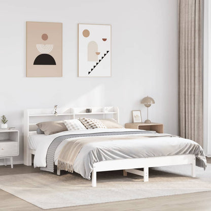 vidaXL Bed Frame without Mattress White 135x190 cm Double Solid Wood Pine