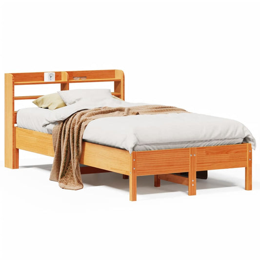 vidaXL Bed Frame without Mattress Wax Brown 120x190 cm Small Double Solid Wood Pine