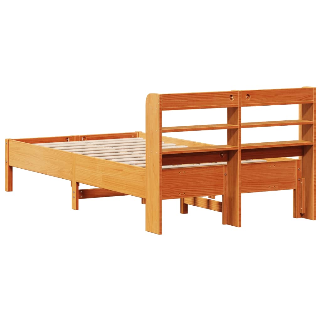 vidaXL Bed Frame without Mattress Wax Brown 120x190 cm Small Double Solid Wood Pine