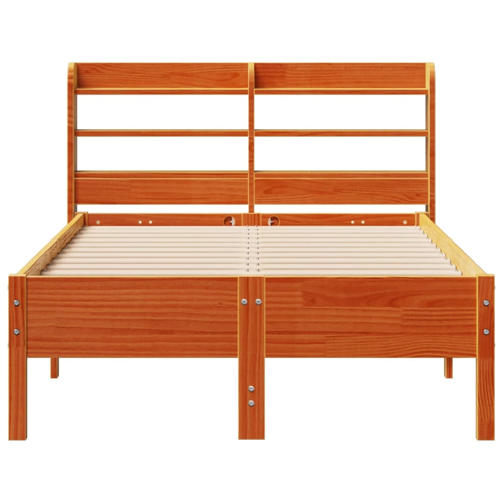 vidaXL Bed Frame without Mattress Wax Brown 75x190 cm Small Single Solid Wood Pine
