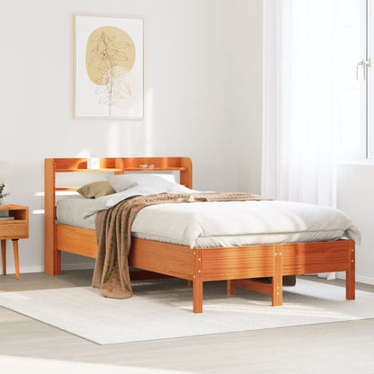 vidaXL Bed Frame without Mattress Wax Brown 75x190 cm Small Single Solid Wood Pine