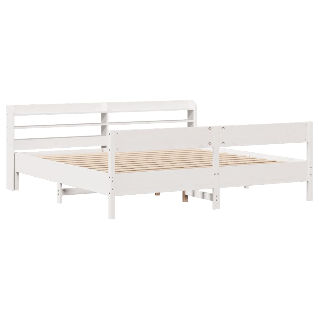 vidaXL Bed Frame without Mattress White 200x200 cm Solid Wood Pine