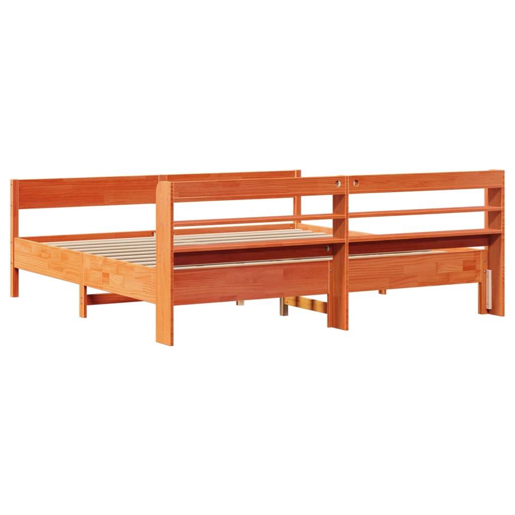 vidaXL Bed Frame without Mattress Wax Brown 200x200 cm Solid Wood Pine