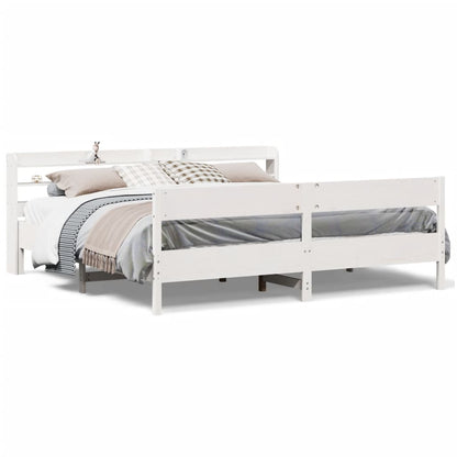 vidaXL Bed Frame without Mattress White 180x200 cm Super King Solid Wood Pine