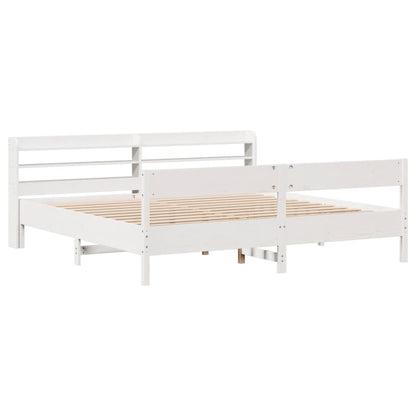 vidaXL Bed Frame without Mattress White 180x200 cm Super King Solid Wood Pine