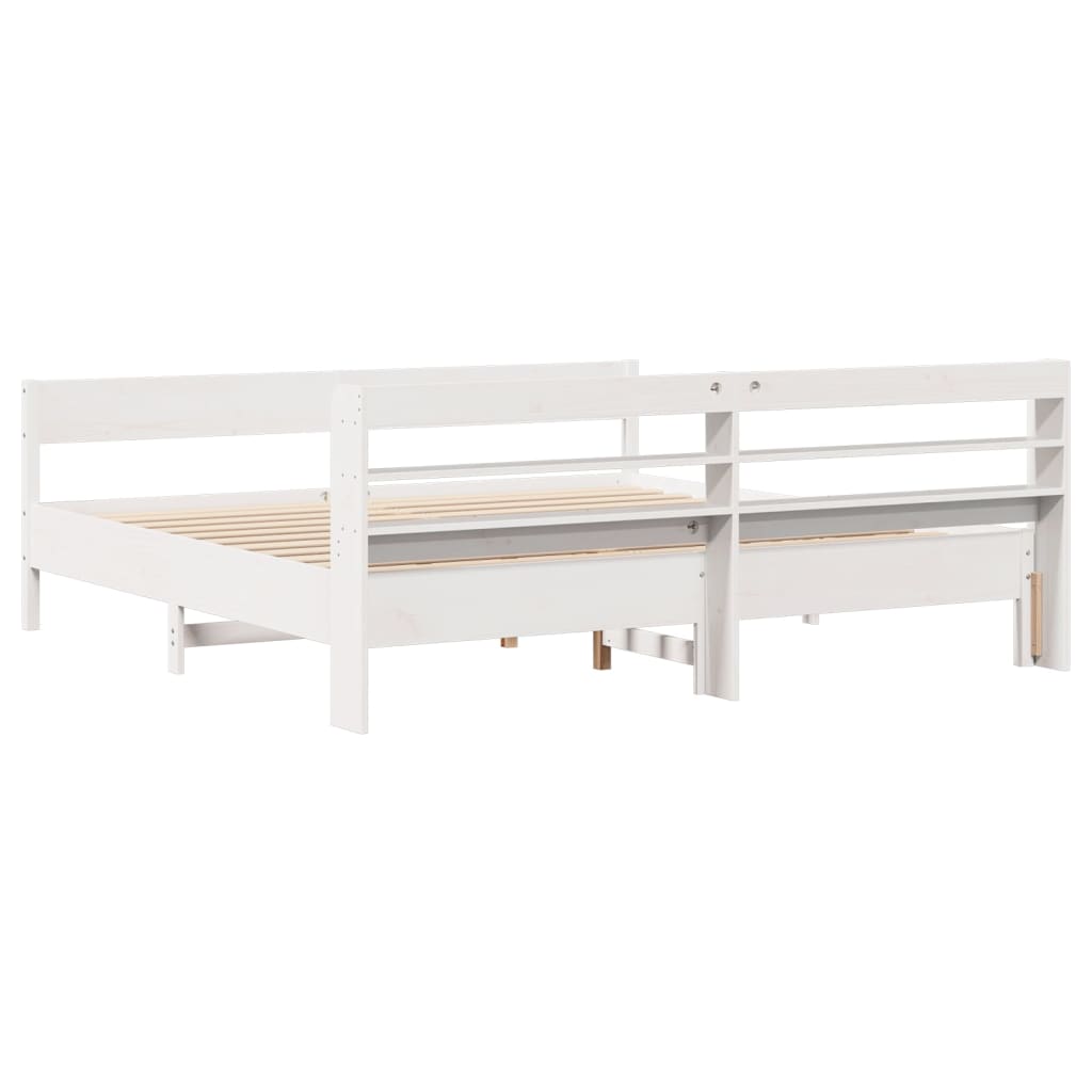 vidaXL Bed Frame without Mattress White 180x200 cm Super King Solid Wood Pine