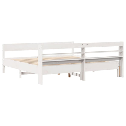 vidaXL Bed Frame without Mattress White 180x200 cm Super King Solid Wood Pine