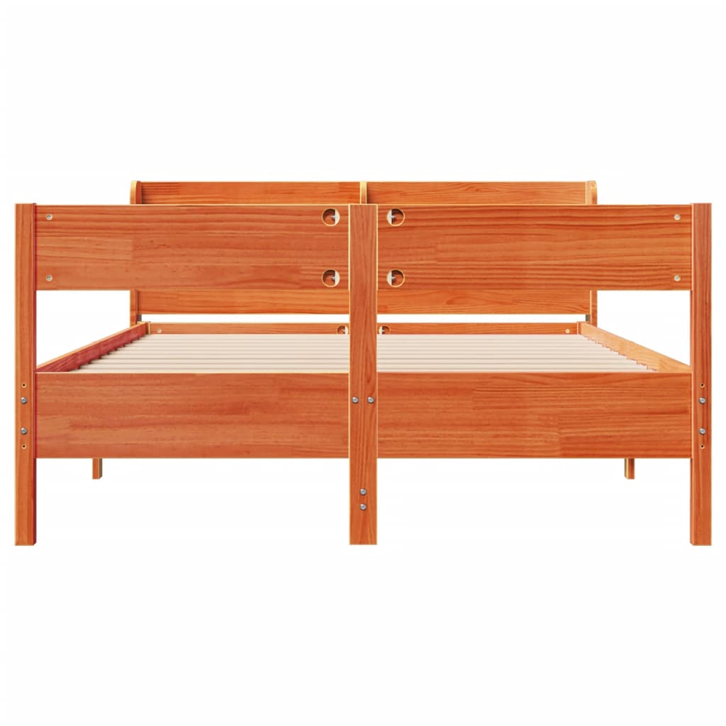 vidaXL Bed Frame without Mattress Wax Brown 160x200 cm Solid Wood Pine