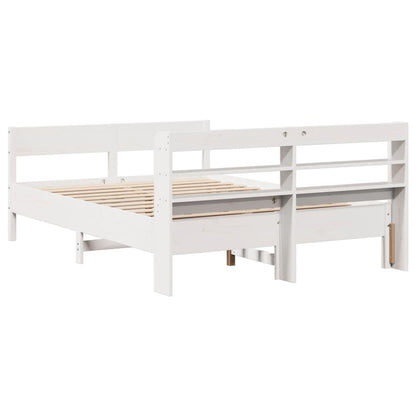 vidaXL Bed Frame without Mattress White 150x200 cm King Size Solid Wood Pine