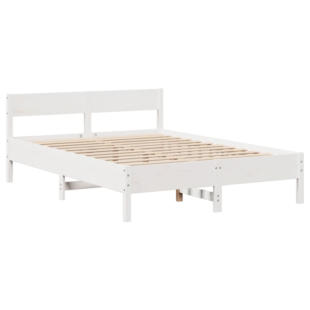 vidaXL Bed Frame without Mattress White 150x200 cm King Size Solid Wood Pine