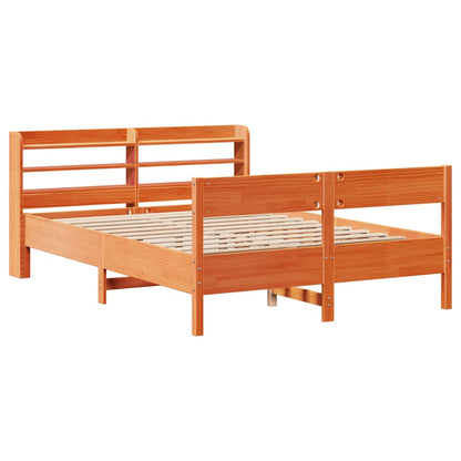 vidaXL Bed Frame without Mattress Wax Brown 150x200 cm King Size Solid Wood Pine