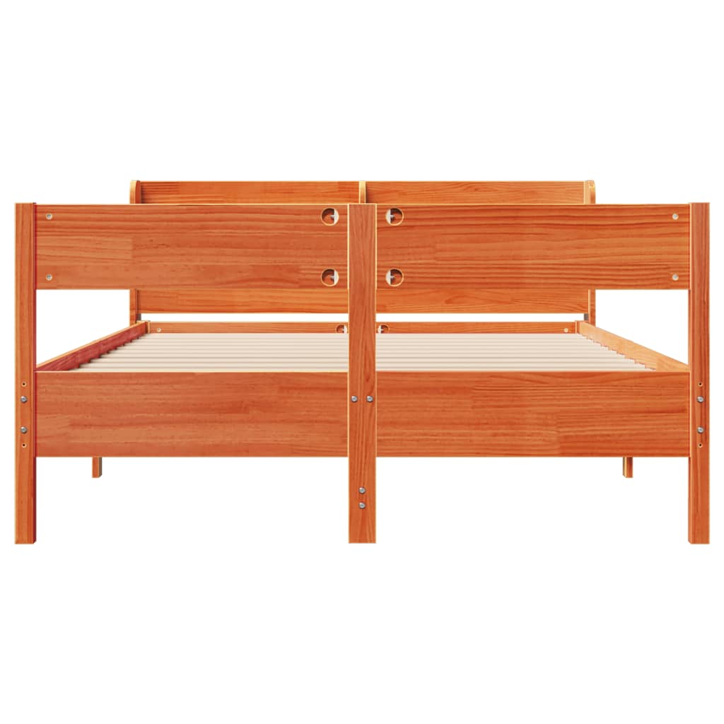 vidaXL Bed Frame without Mattress Wax Brown 150x200 cm King Size Solid Wood Pine