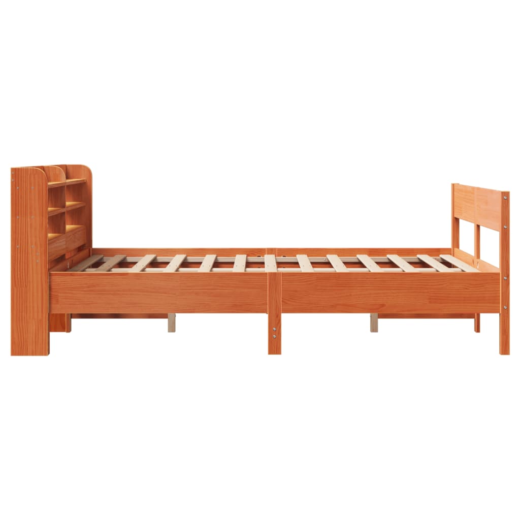 vidaXL Bed Frame without Mattress Wax Brown 150x200 cm King Size Solid Wood Pine