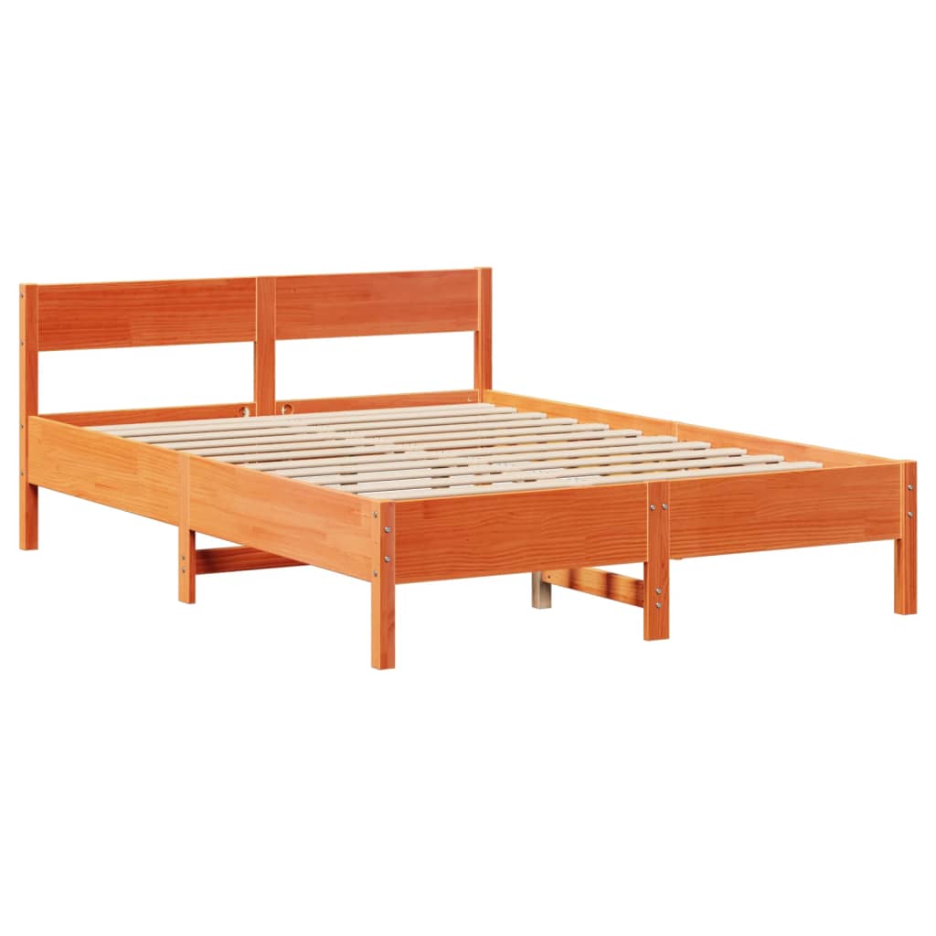 vidaXL Bed Frame without Mattress Wax Brown 150x200 cm King Size Solid Wood Pine