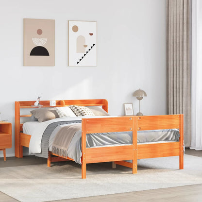 vidaXL Bed Frame without Mattress Wax Brown 150x200 cm King Size Solid Wood Pine