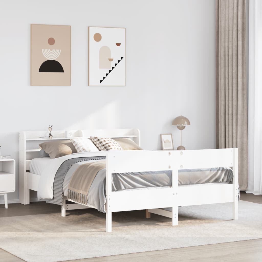 vidaXL Bed Frame without Mattress White 140x190 cm Solid Wood Pine