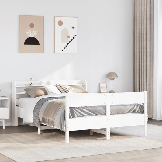 vidaXL Bed Frame without Mattress White 140x190 cm Solid Wood Pine
