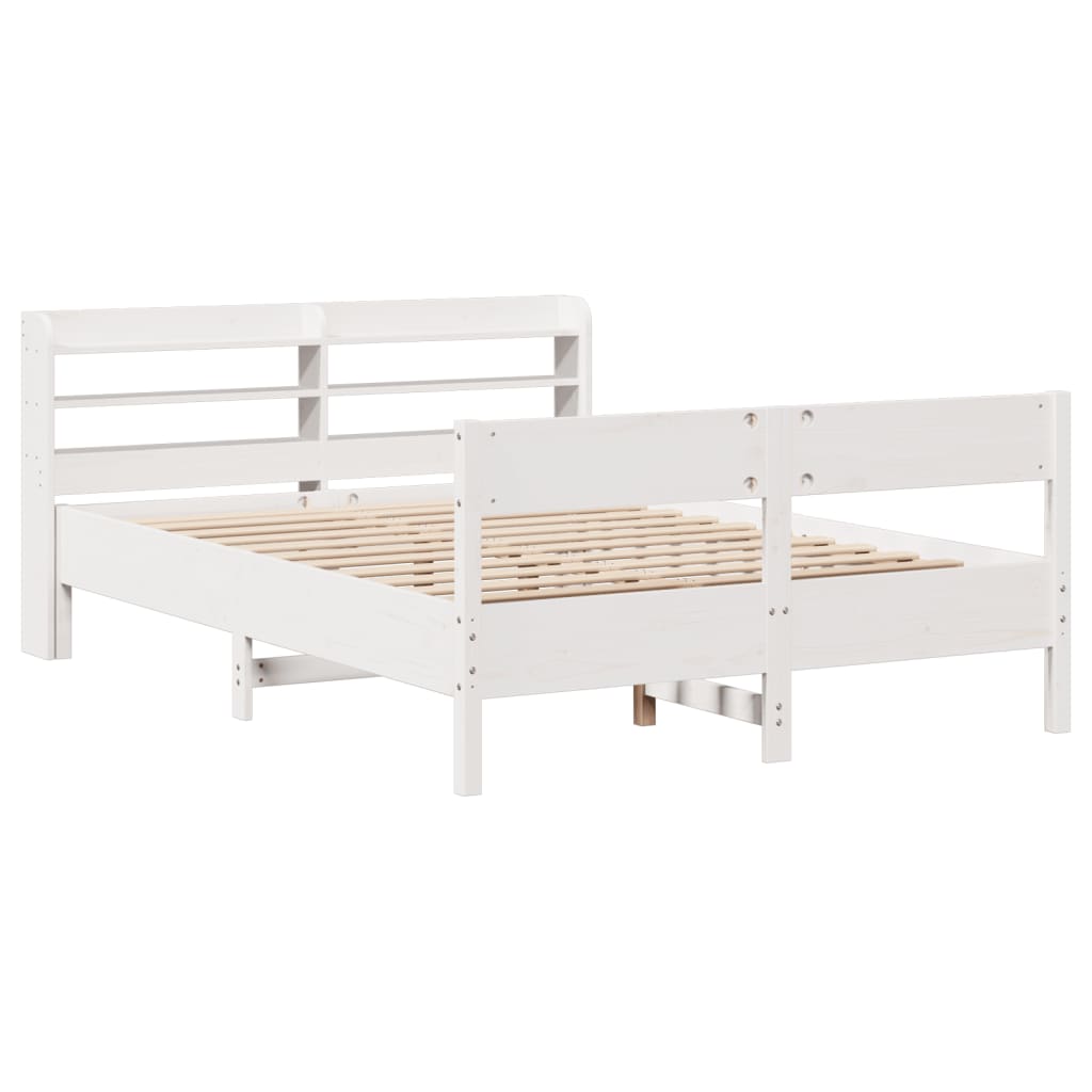 vidaXL Bed Frame without Mattress White 135x190 cm Double Solid Wood Pine