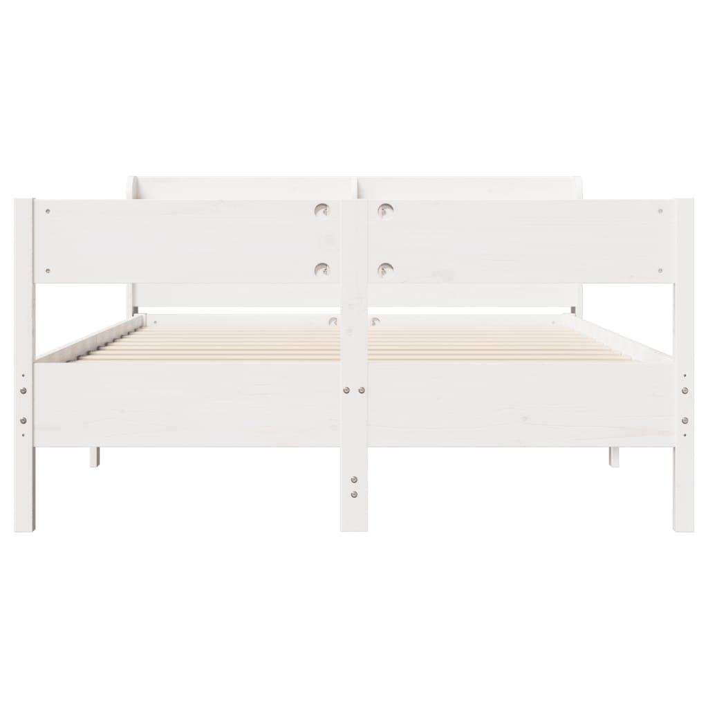 vidaXL Bed Frame without Mattress White 135x190 cm Double Solid Wood Pine