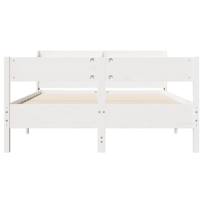 vidaXL Bed Frame without Mattress White 135x190 cm Double Solid Wood Pine