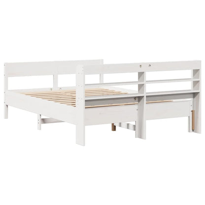 vidaXL Bed Frame without Mattress White 135x190 cm Double Solid Wood Pine