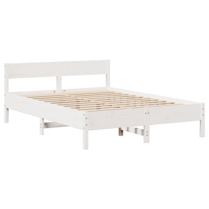 vidaXL Bed Frame without Mattress White 135x190 cm Double Solid Wood Pine