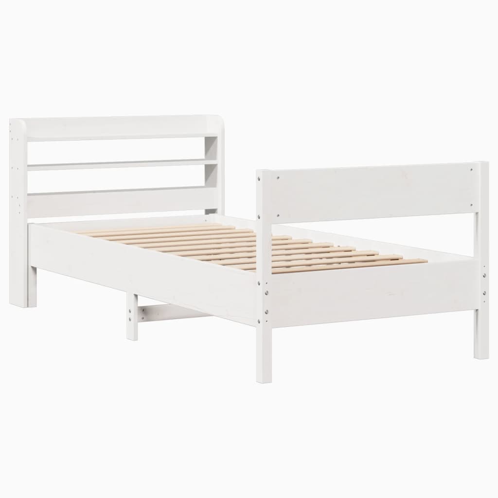 vidaXL Bed Frame without Mattress White 90x190 cm Single Solid Wood Pine