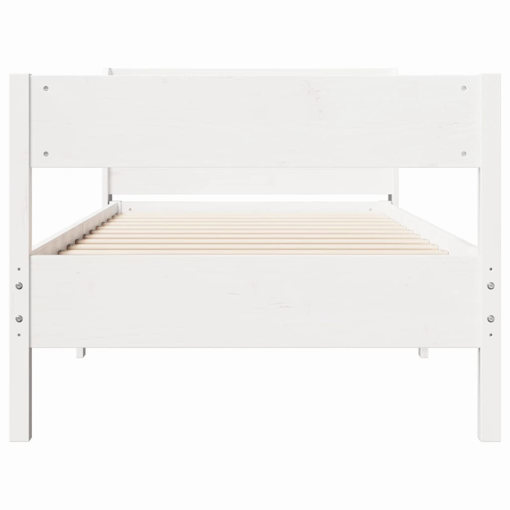 vidaXL Bed Frame without Mattress White 75x190 cm Small Single Solid Wood Pine