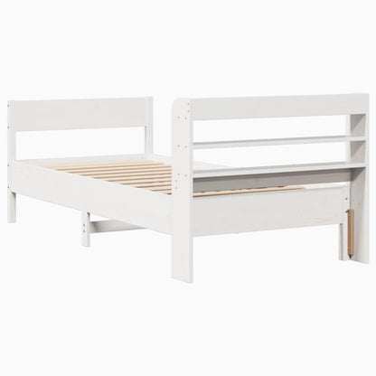 vidaXL Bed Frame without Mattress White 75x190 cm Small Single Solid Wood Pine
