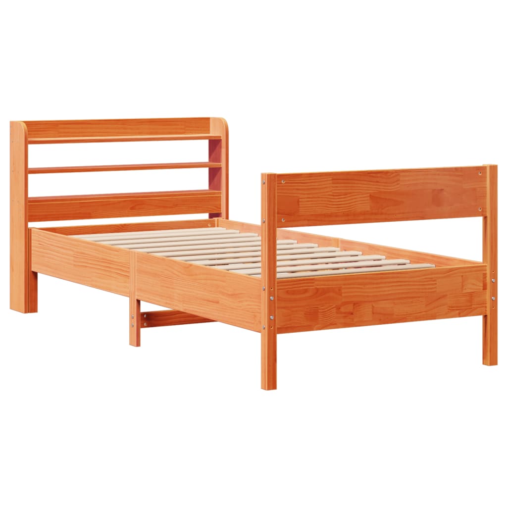 vidaXL Bed Frame without Mattress Wax Brown 75x190 cm Small Single Solid Wood Pine