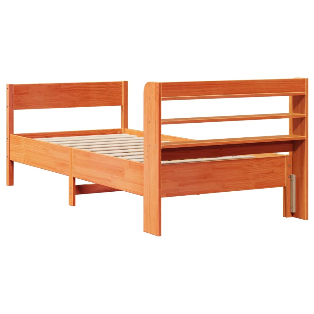 vidaXL Bed Frame without Mattress Wax Brown 75x190 cm Small Single Solid Wood Pine