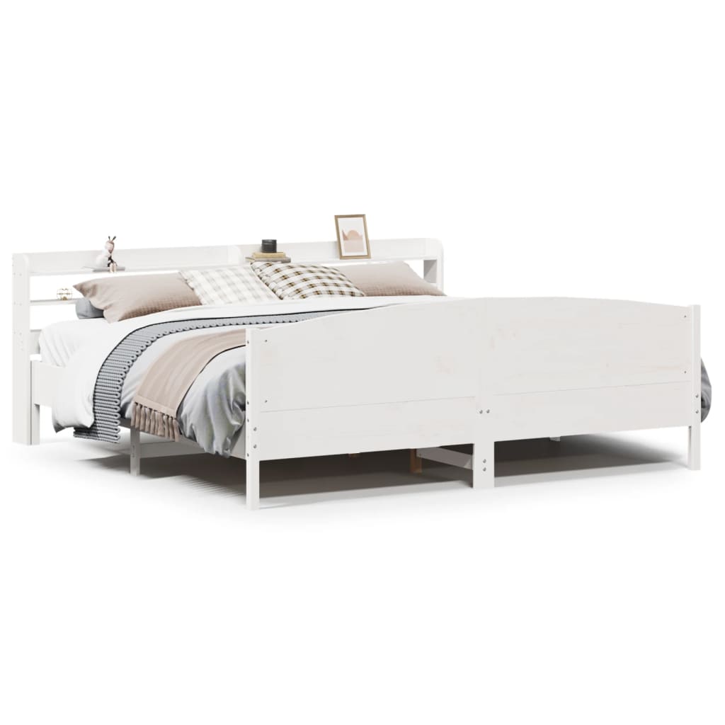 vidaXL Bed Frame without Mattress White 200x200 cm Solid Wood Pine