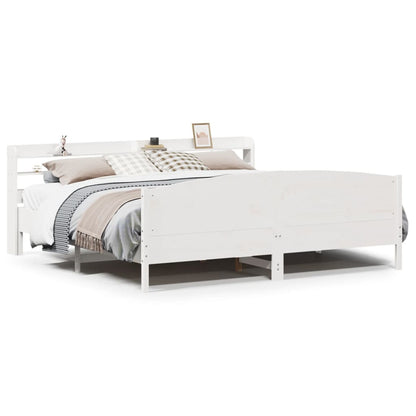 vidaXL Bed Frame without Mattress White 200x200 cm Solid Wood Pine