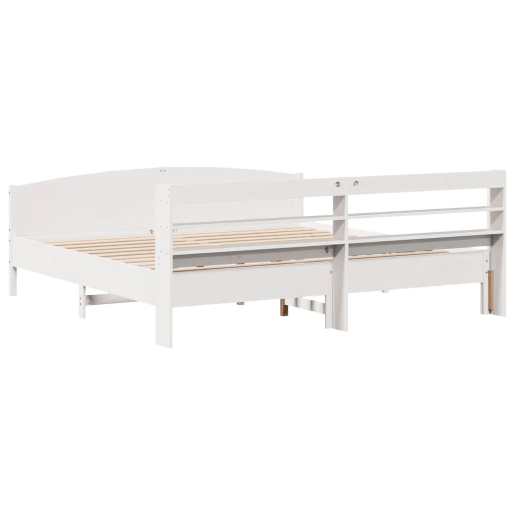 vidaXL Bed Frame without Mattress White 200x200 cm Solid Wood Pine