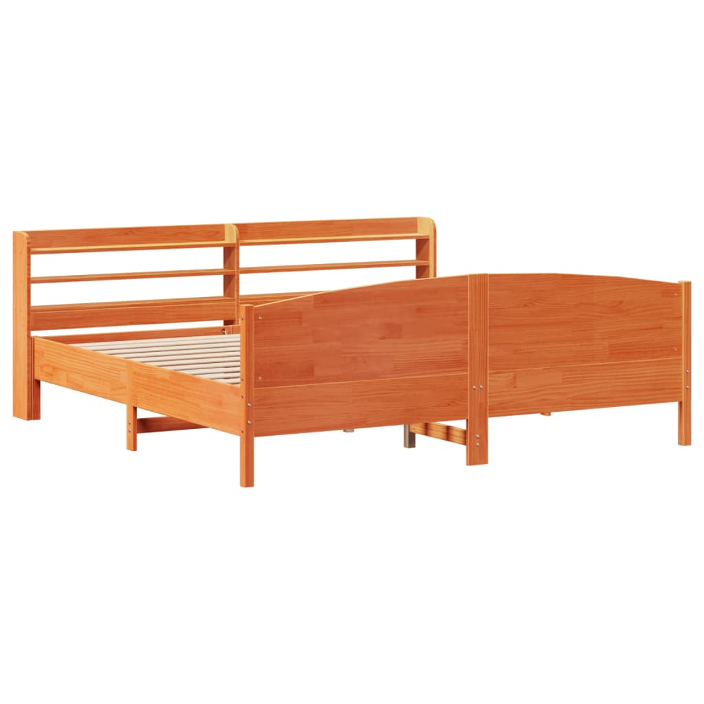 vidaXL Bed Frame without Mattress Wax Brown 180x200 cm Super King Solid Wood Pine