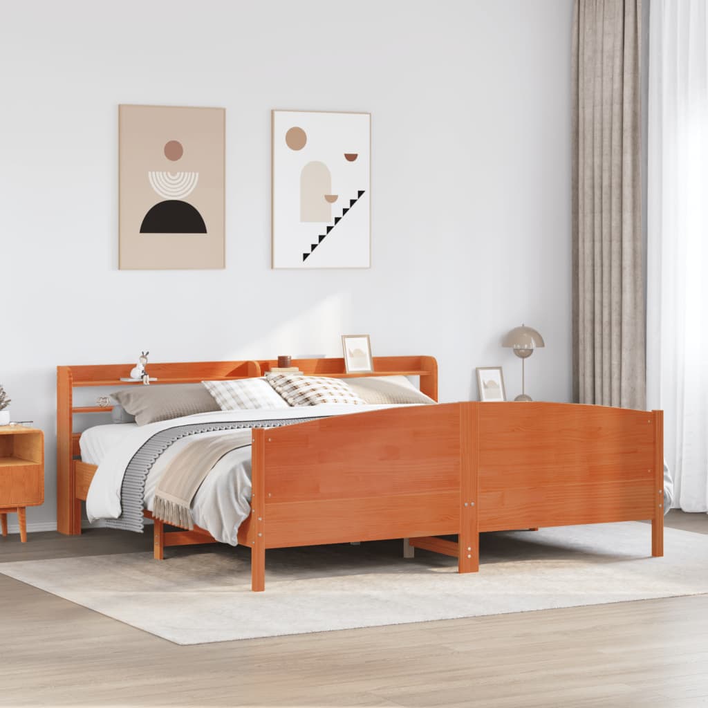 vidaXL Bed Frame without Mattress Wax Brown 180x200 cm Super King Solid Wood Pine