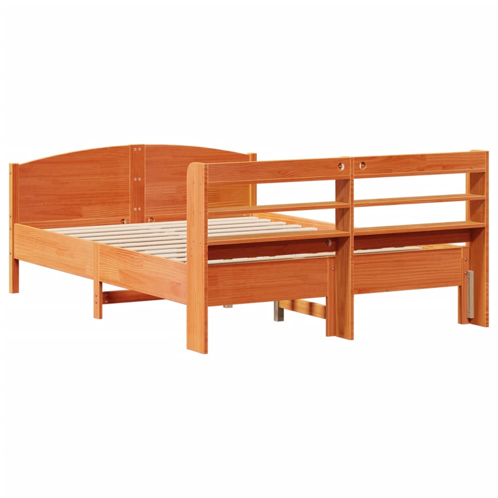 vidaXL Bed Frame without Mattress Wax Brown 160x200 cm Solid Wood Pine