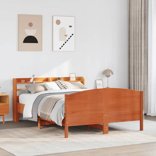 vidaXL Bed Frame without Mattress Wax Brown 160x200 cm Solid Wood Pine