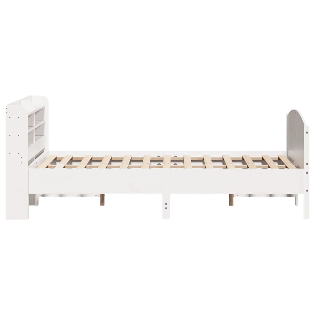 vidaXL Bed Frame without Mattress White 150x200 cm King Size Solid Wood Pine