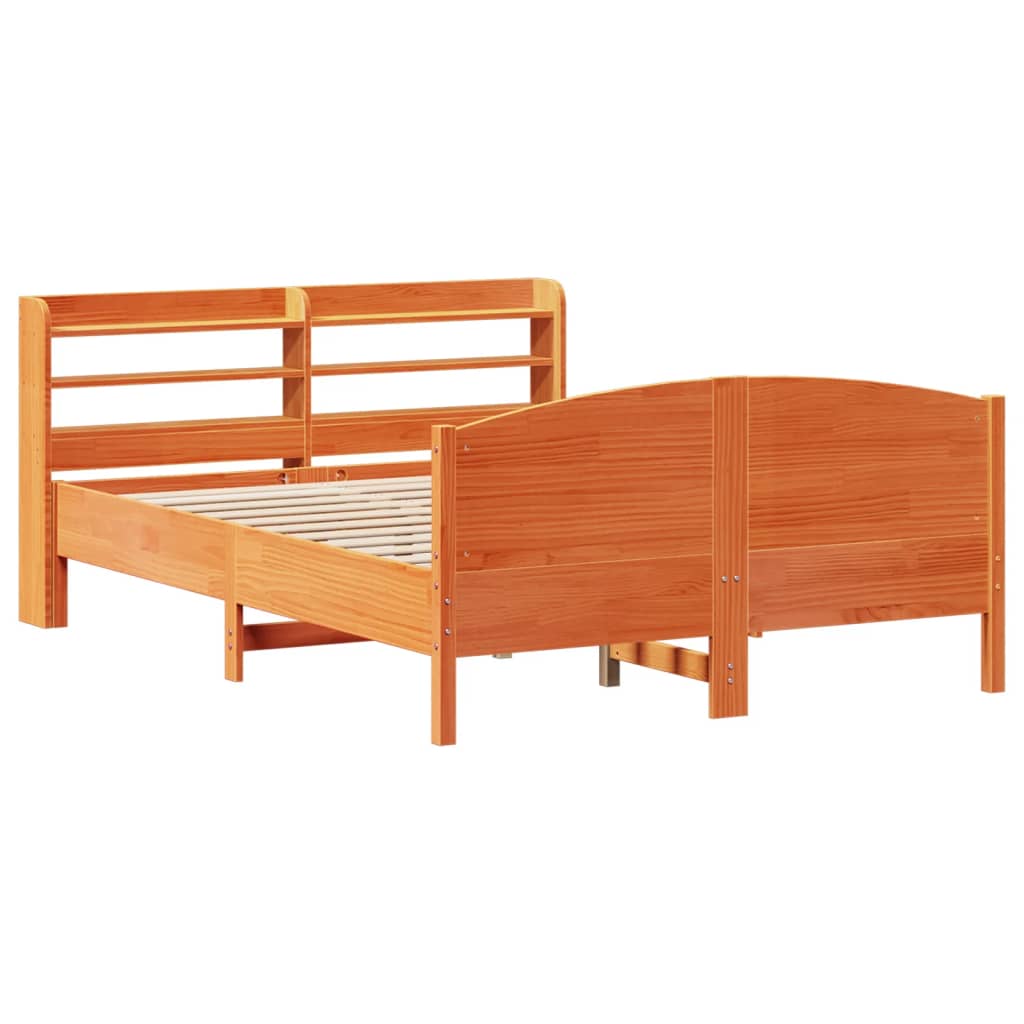 vidaXL Bed Frame without Mattress Wax Brown 150x200 cm King Size Solid Wood Pine