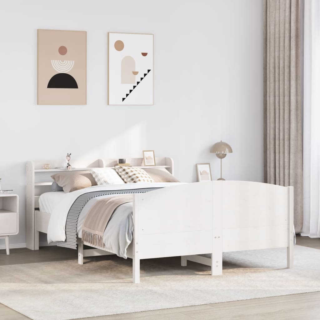 vidaXL Bed Frame without Mattress White 140x200 cm Solid Wood Pine
