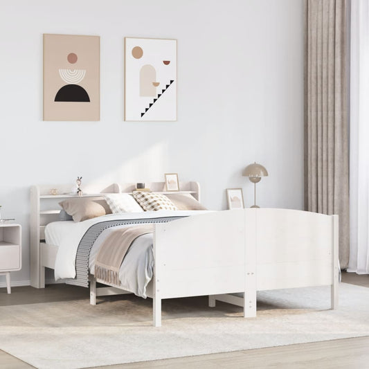 vidaXL Bed Frame without Mattress White 140x200 cm Solid Wood Pine
